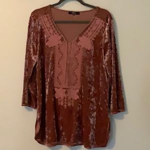 Velvet Embroidered Tunic Medium. NWOT